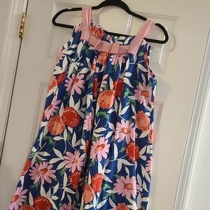 Blue Floral Sundress with Pink Straps
